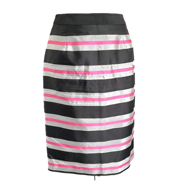 Halogen Black Silver Pink Striped Taffeta Pencil Skirt - 6/S - Picture 2 of 10